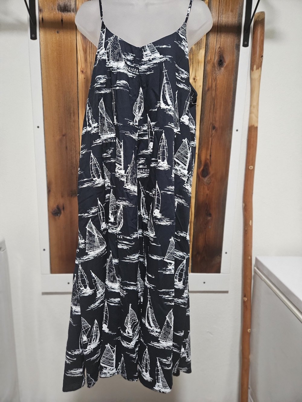 Tommy Hilfiger Navy Maxi Dress with White Sailboat Print - Picture 1 of 6